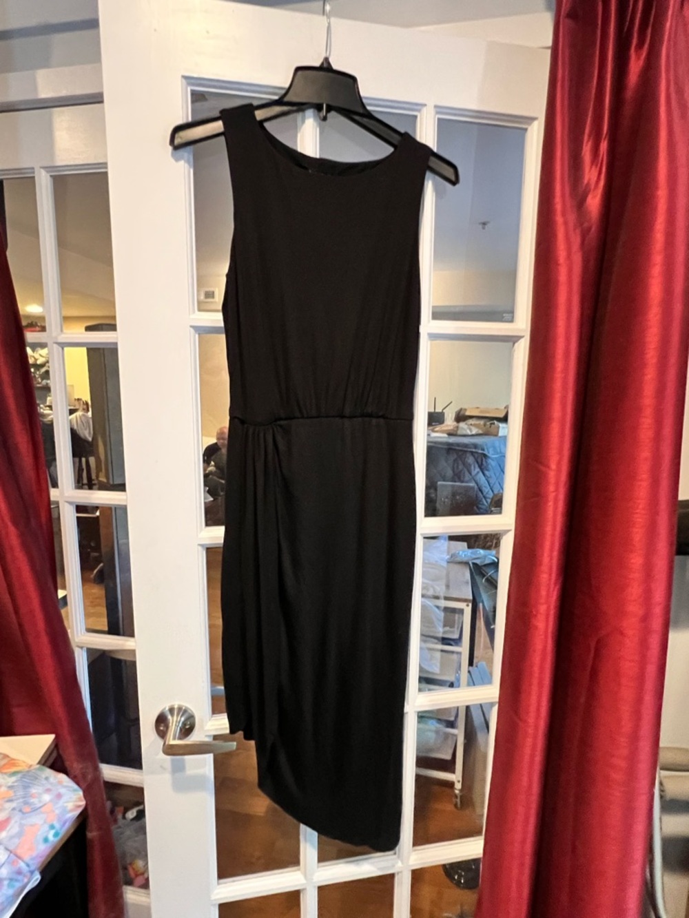 White House Black Market Black Sleeveless Midi Dress with Waist Detail